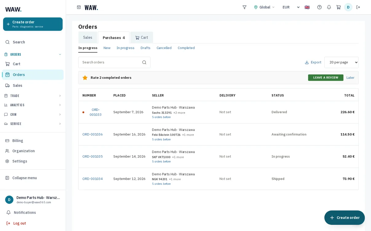 Workbench — WAW365 interface