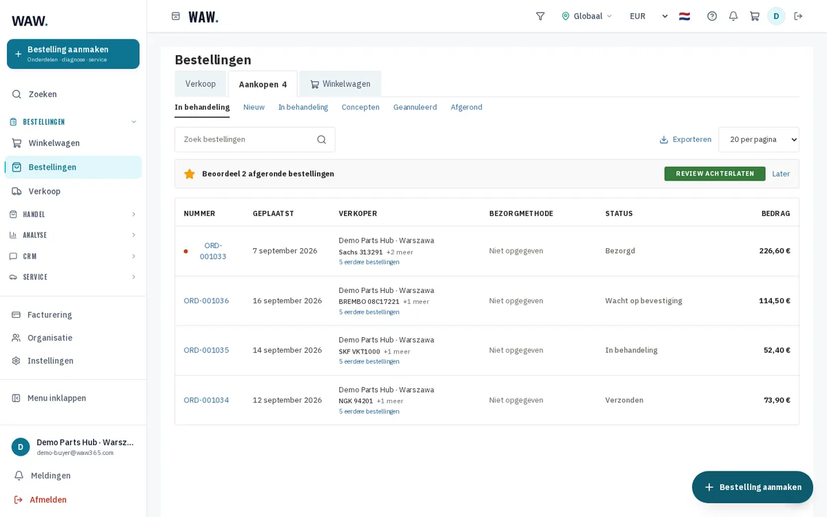 Werkblad — WAW365-interface